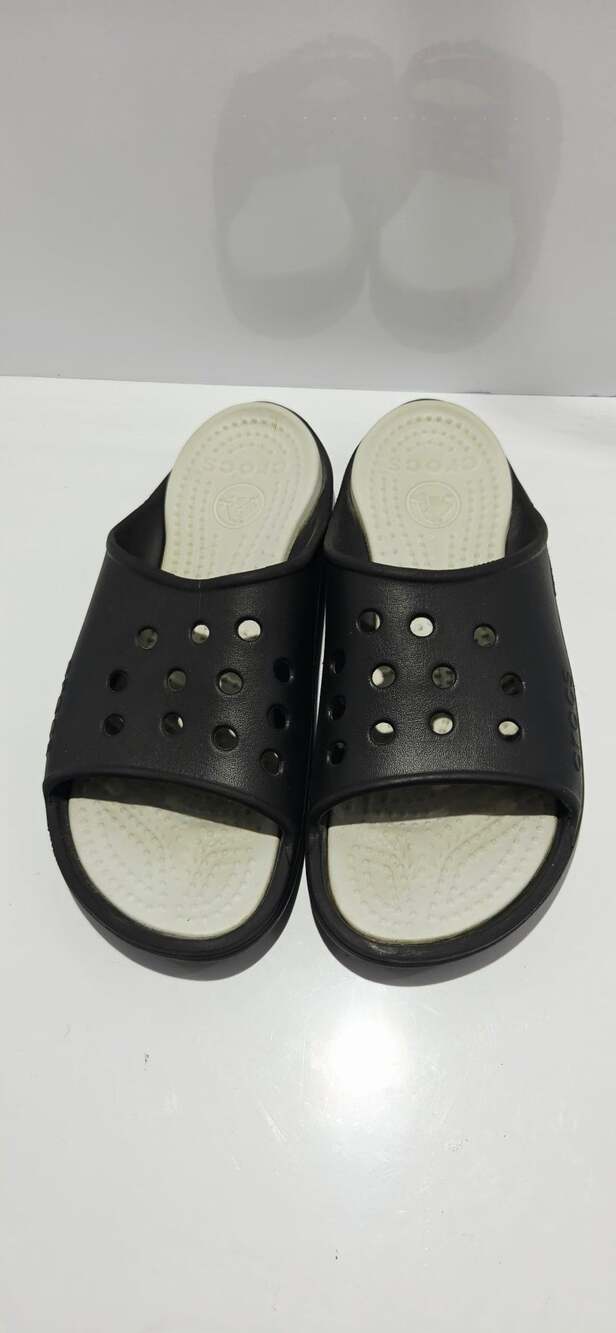 Crocs Baya Slide Sandals in Black/White, Size 13